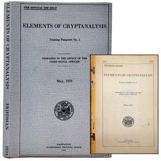 Item #1331 Elements of Cryptanalysis: Training Pamphlet No. 3. War Department Office of the Chief...