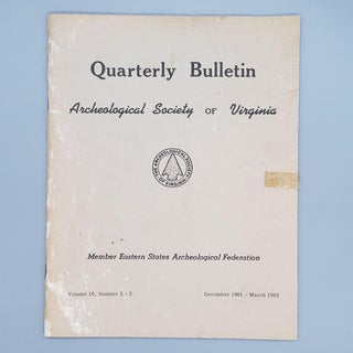 Item #157 December 1961-March 1962, Volume 16, Number 2-3. Quarterly Bulletin Archaeological...