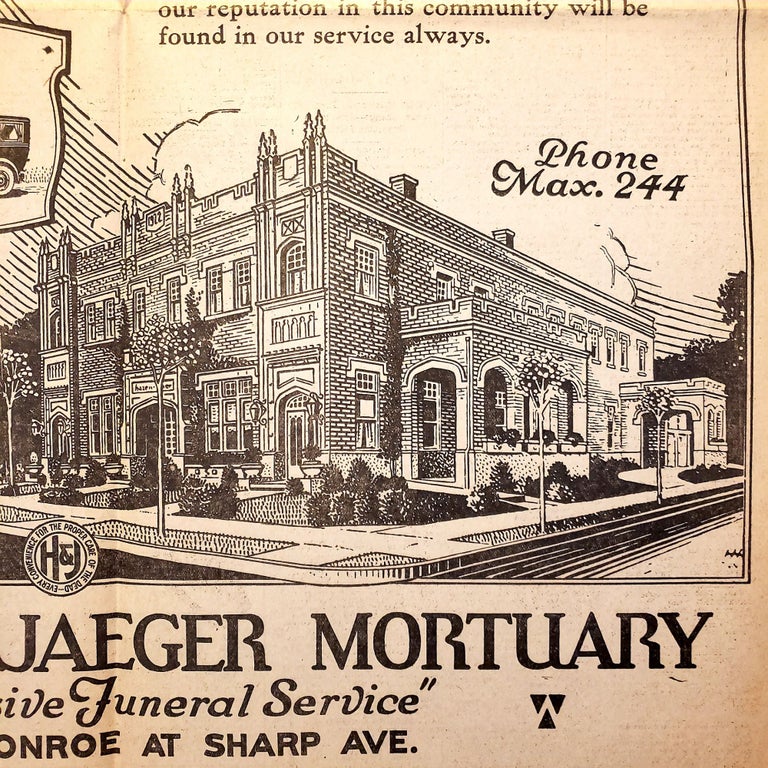 Item #182 Hazen & Jaeger Mortuary Advertisement. Hazen Spokesman-Review, Jaeger Mortuary.