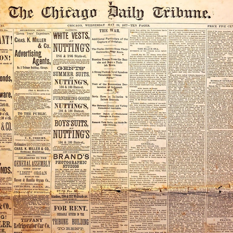 Item #184 Chicago Daily Tribune, The. Volume XXXI. Wednesday, May 23, 1877. Chicago Daily Tribune.