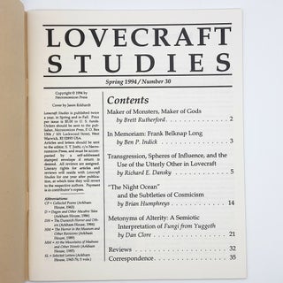 Lovecraft Studies 30