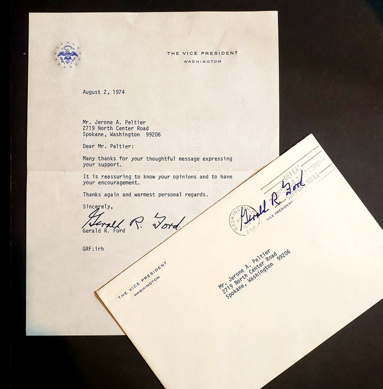 Item #71 Typed Letter Signed from the Office of the Vice-President. Gerald R. Ford.